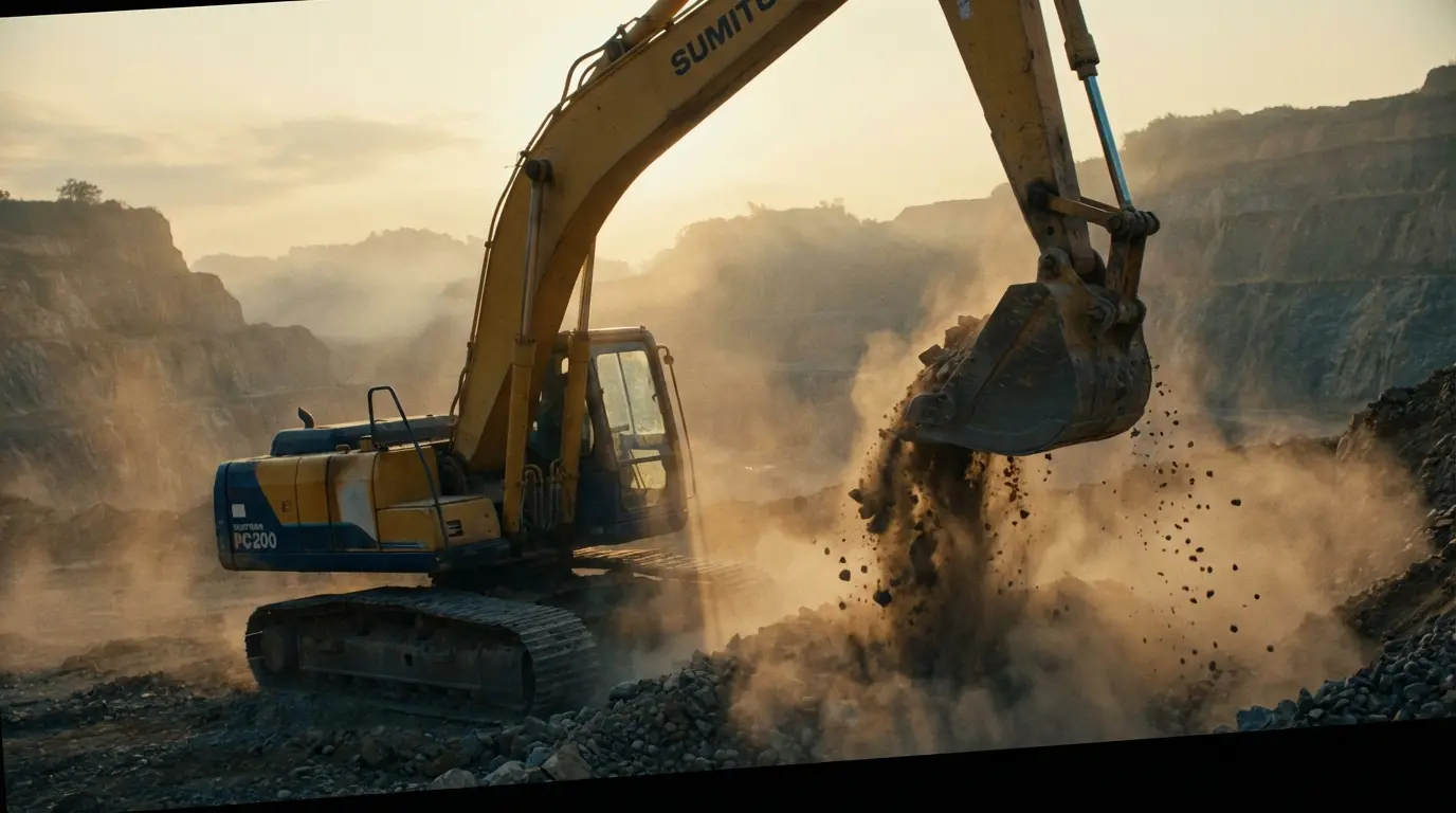 Sewa Excavator Sumitomo SH200 (20 Ton) untuk pengerukan massal dan infrastruktur di Priangan Timur